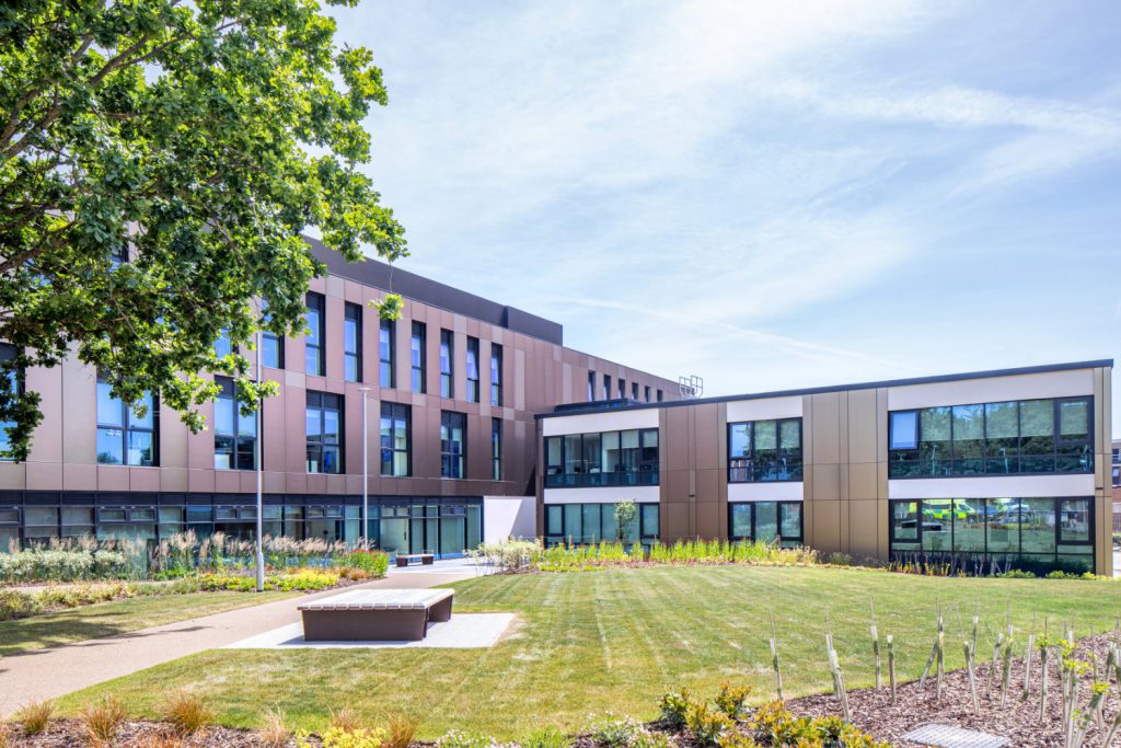 Nottingham Trent University - purpose built health and allied professions centre gardens shot.